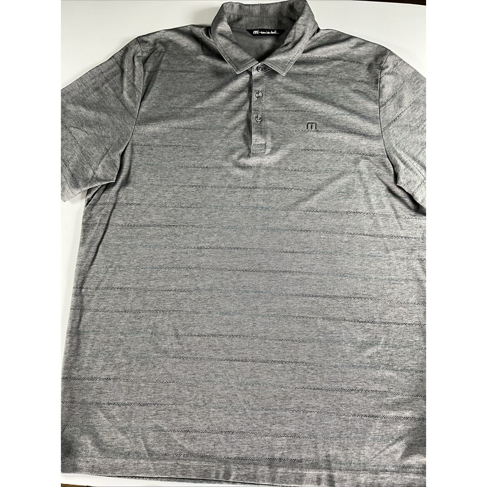Travis Mathew Mens XXL Polo Golf Shirt Pima Cotton Polyester Blend Gray Black